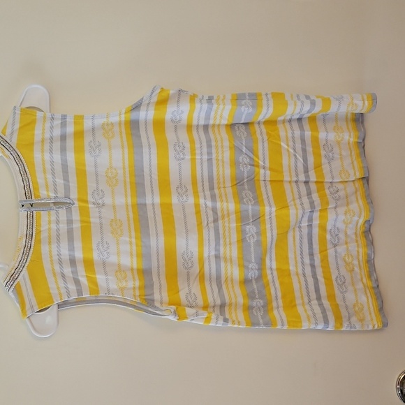 Vtg BANANA REPUBLIC 1980s Striped Yellow Nautical Chain Embellished Tank Top - Picture 6 of 9